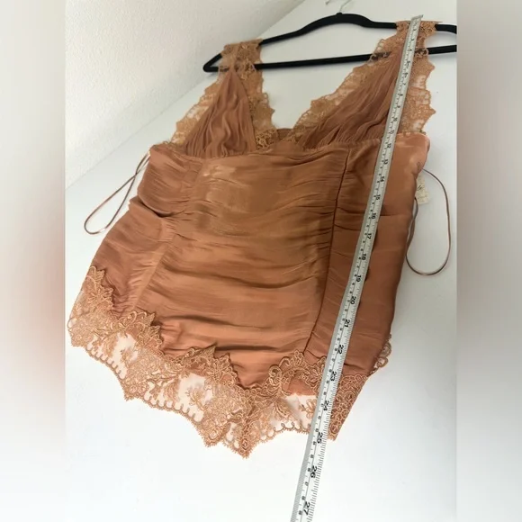 Free People Elena Lace Top in Peached Copper size Large NWT - Picture 13 of 14